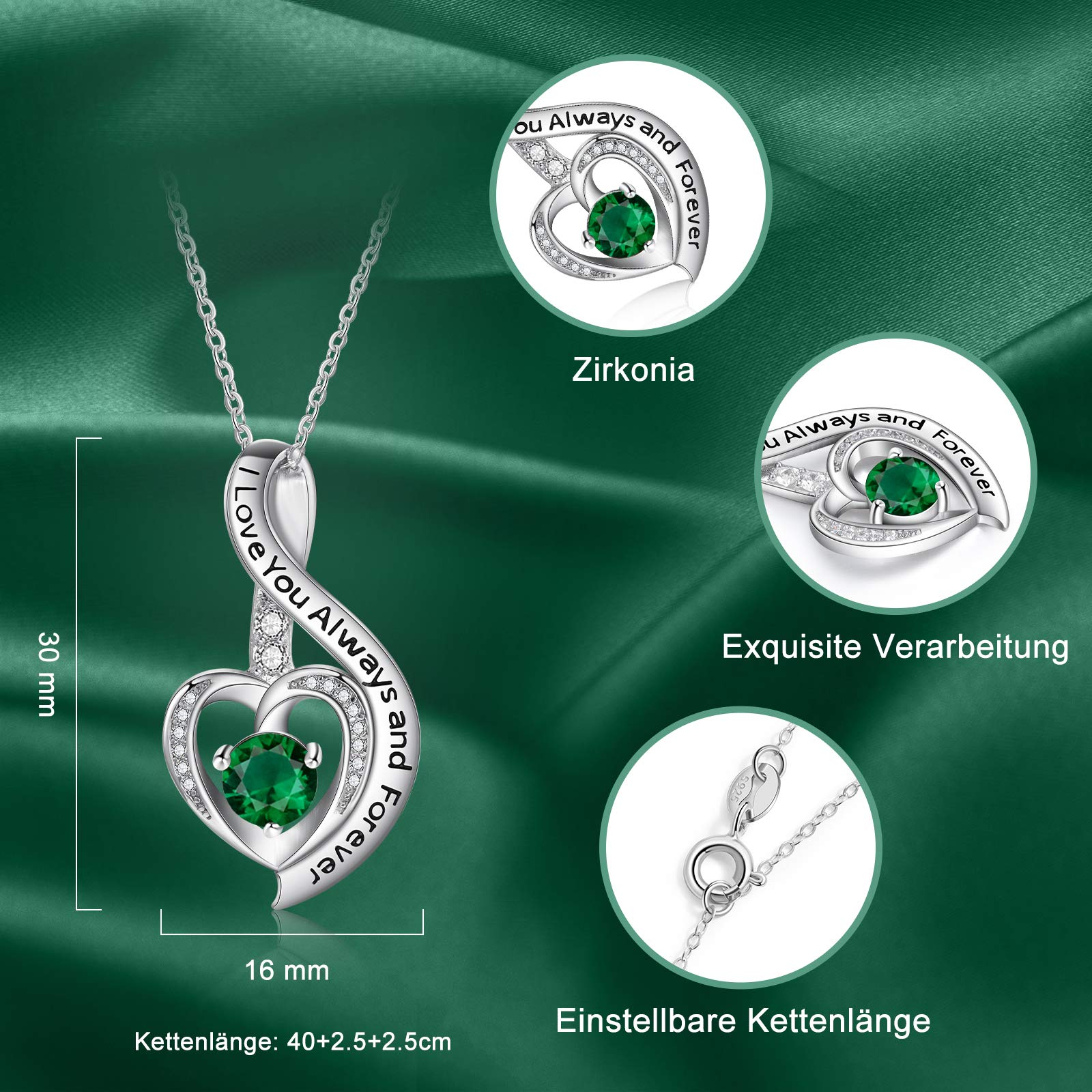 Jessemade Gioielli Collana Argento 925 Cuore Zirconi Regalo Mamma