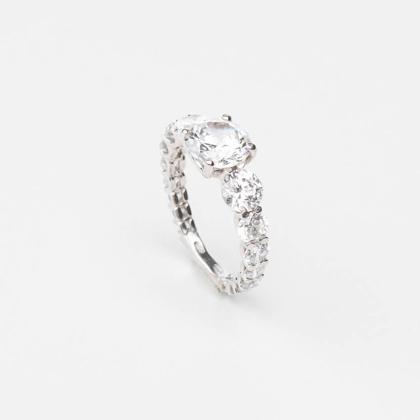 Chic Ad Hoc Anelli Anello solitario argento zirconi