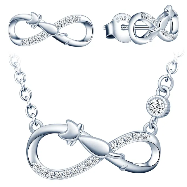 Infinionly parure A collana bracciale orecchini argento