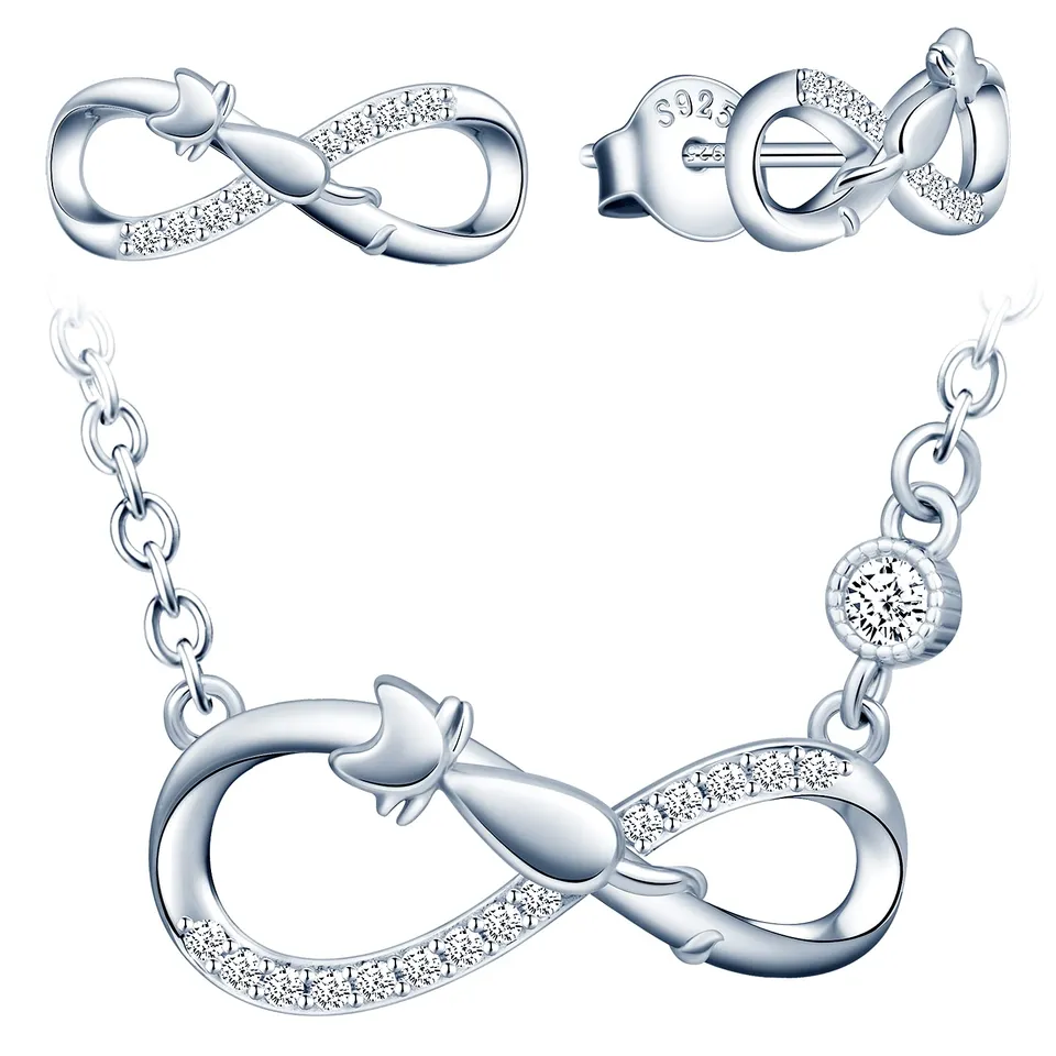 Infinionly parure A collana bracciale orecchini argento