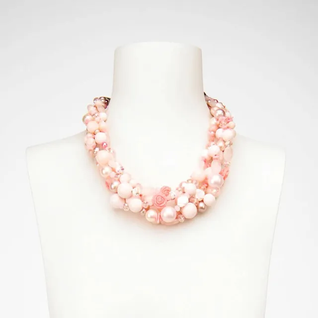 Chic Ad Hoc Collana girocollo rosa pietra