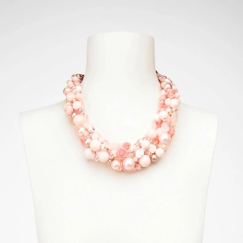 Chic Ad Hoc Collana girocollo rosa pietra