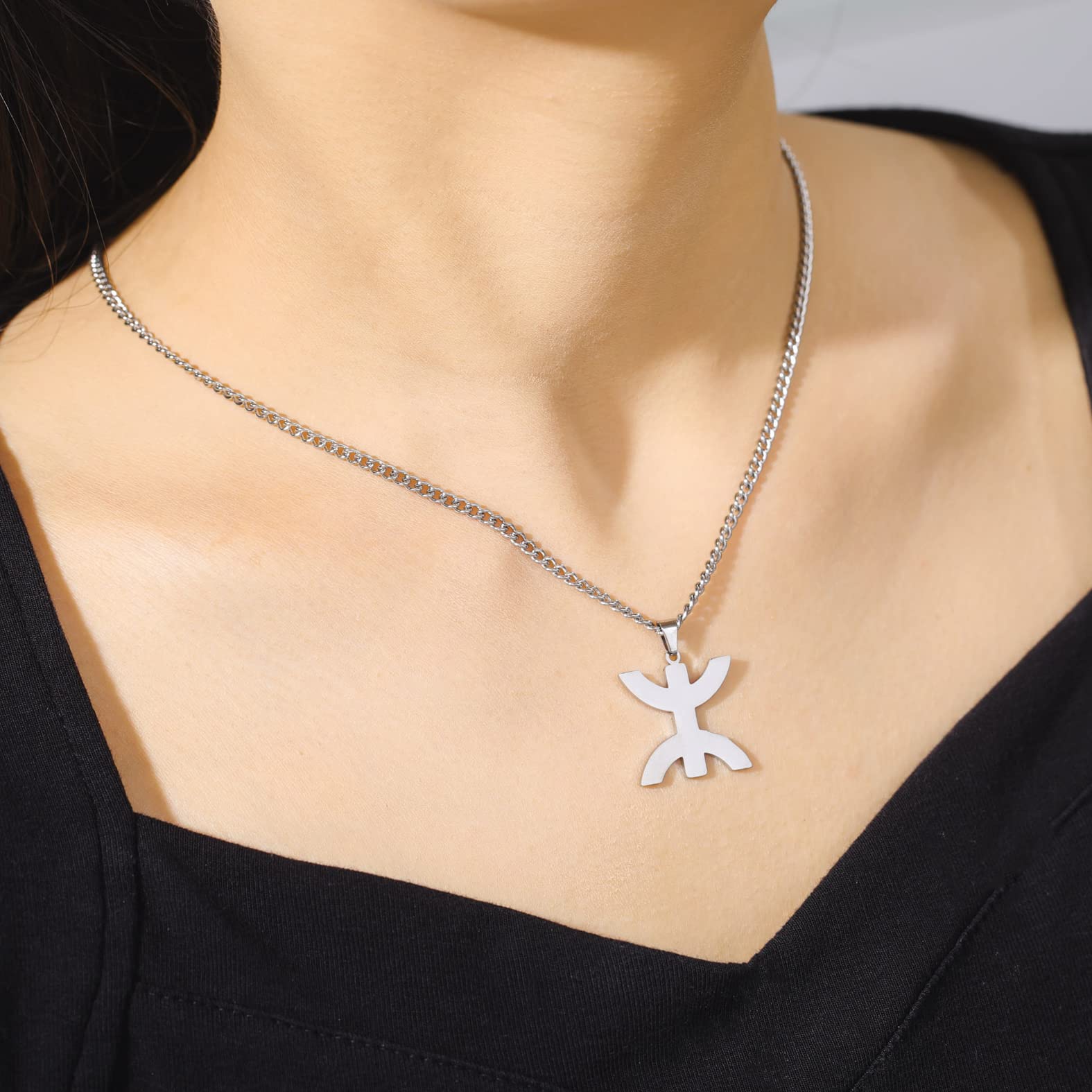 Eueavan Necklaces Collana Berbero Yaz Argento Ciondolo Etnico