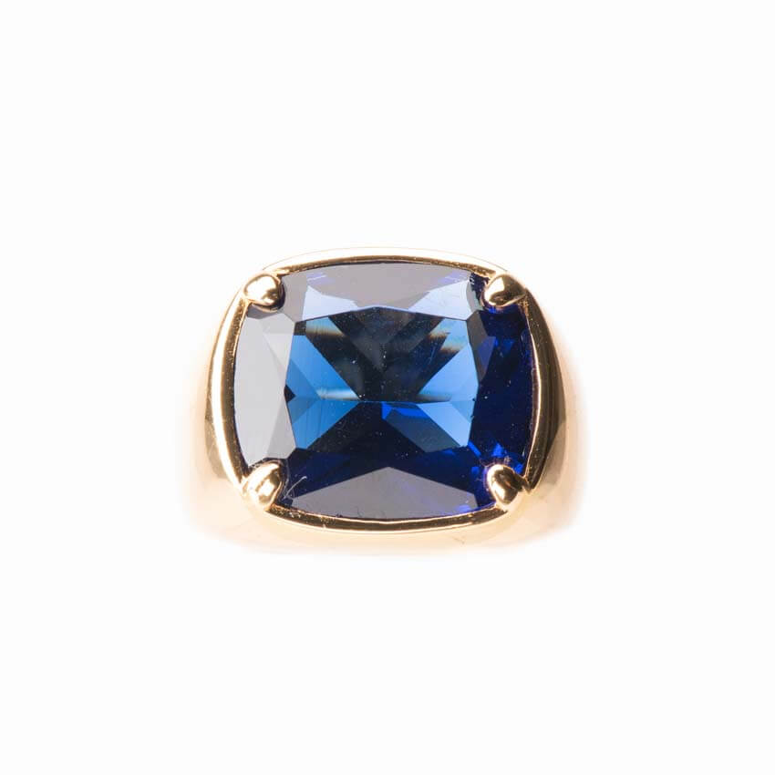 Chic Ad Hoc Anello Pietra Blu Zaffiro Oro Argento