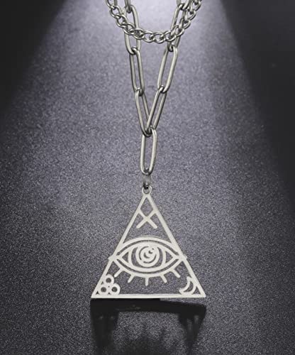 EUEAVAN Necklaces Collana occhio Horus acciaio triangolo