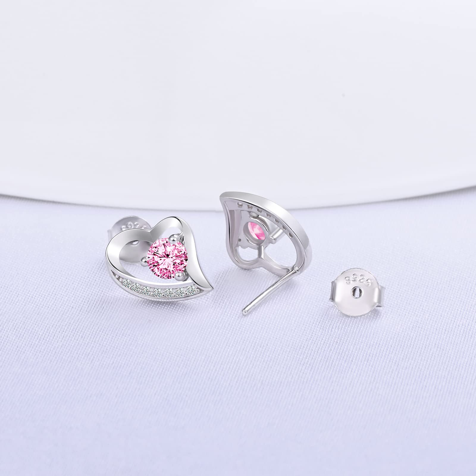 INFINIONLY Fashion orecchini cuore rosa argento 925