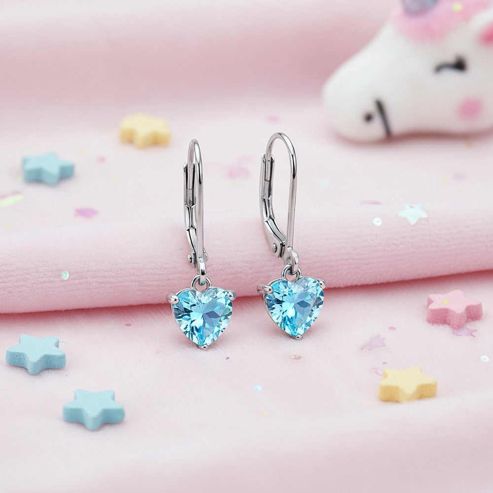 Engelsrufer Kinder orecchini pendenti cuore blu zirconia