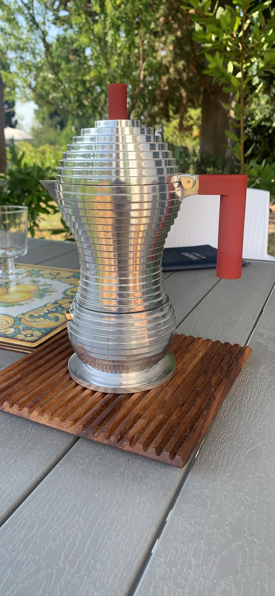 Alessi Pulcina Caffettiera Moka 3 Tazze Rossa Alluminio