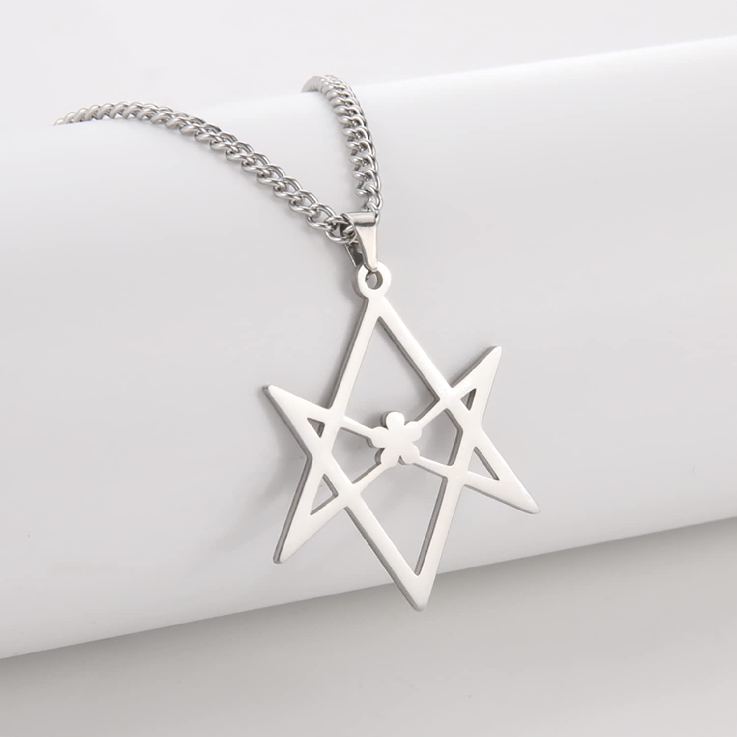 Eueavan Necklaces collana esagramma fiore Argento1