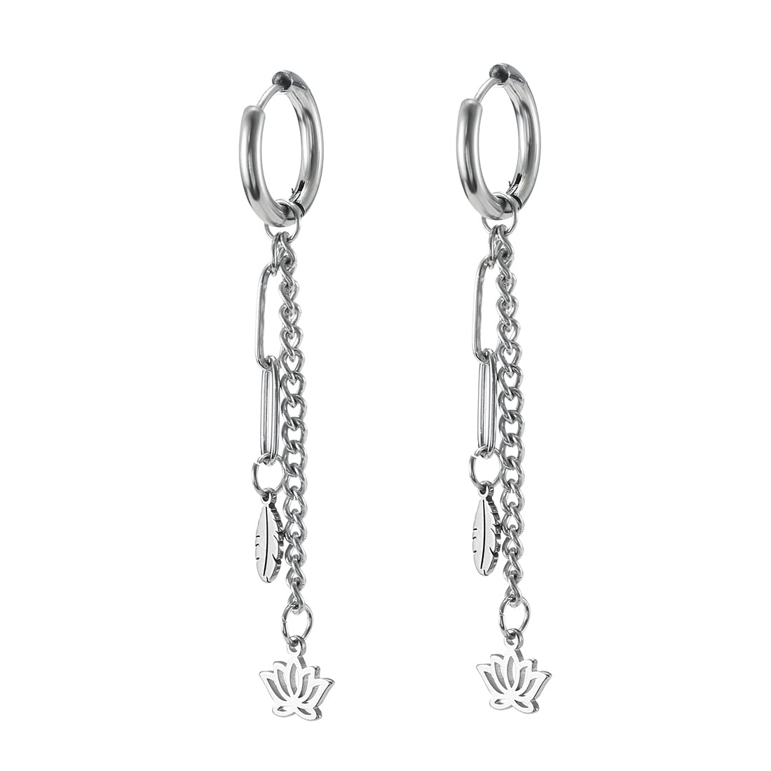 EUEAVAN Earrings Orecchini Loto Argento Pendenti Fiore