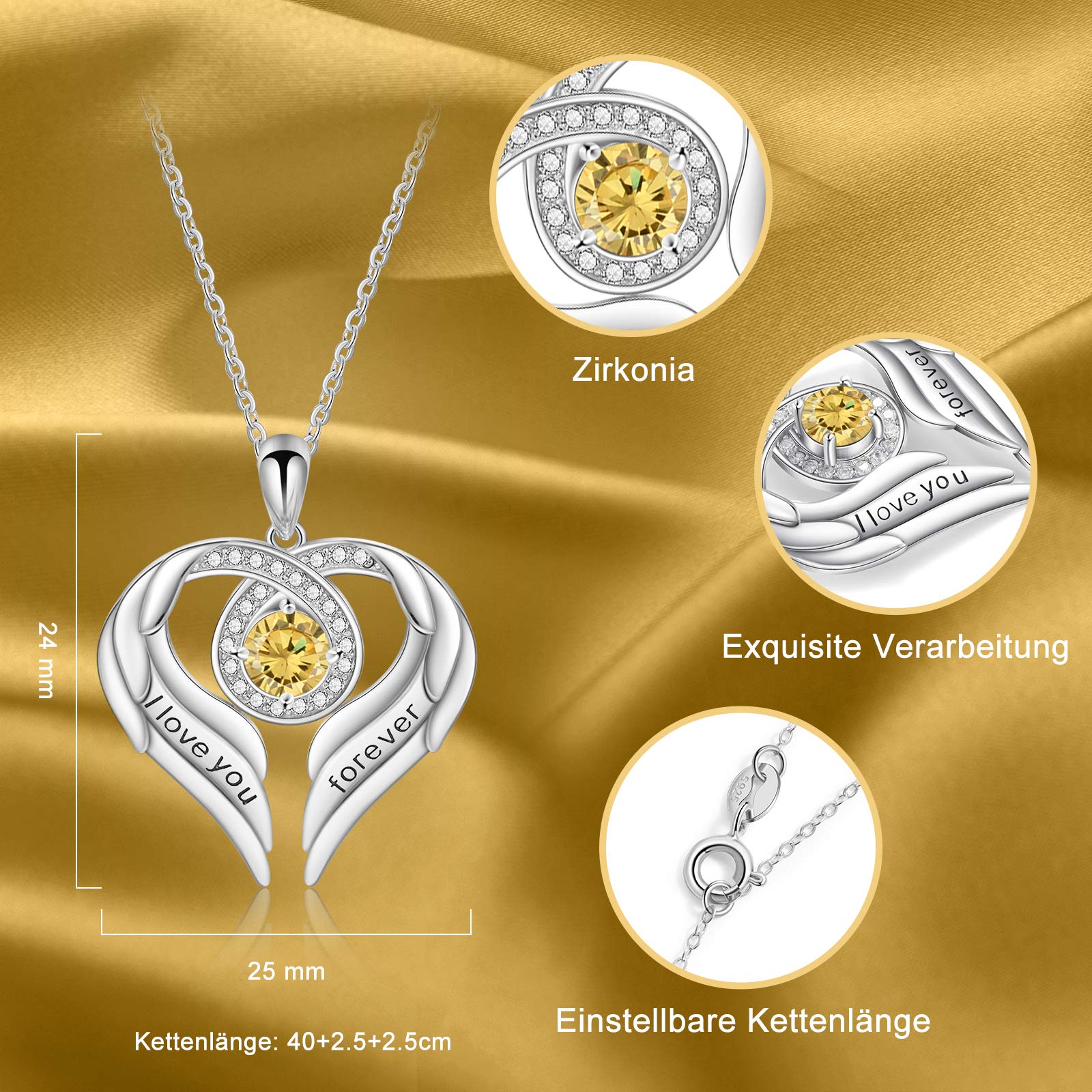 Jessemade Gioielli collana ala argento 925 love forever