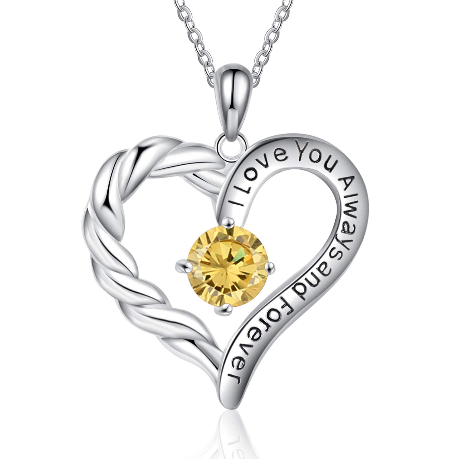 Jessemade Gioielli Collana Cuore Argento 925 Birthstone Mamma