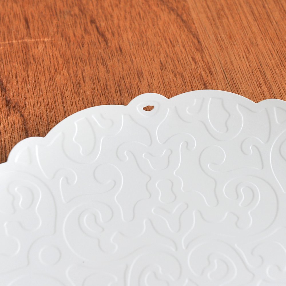 Alessi Dressed Vassoio Rotondo 25 cm Bianco Acciaio Rilievo