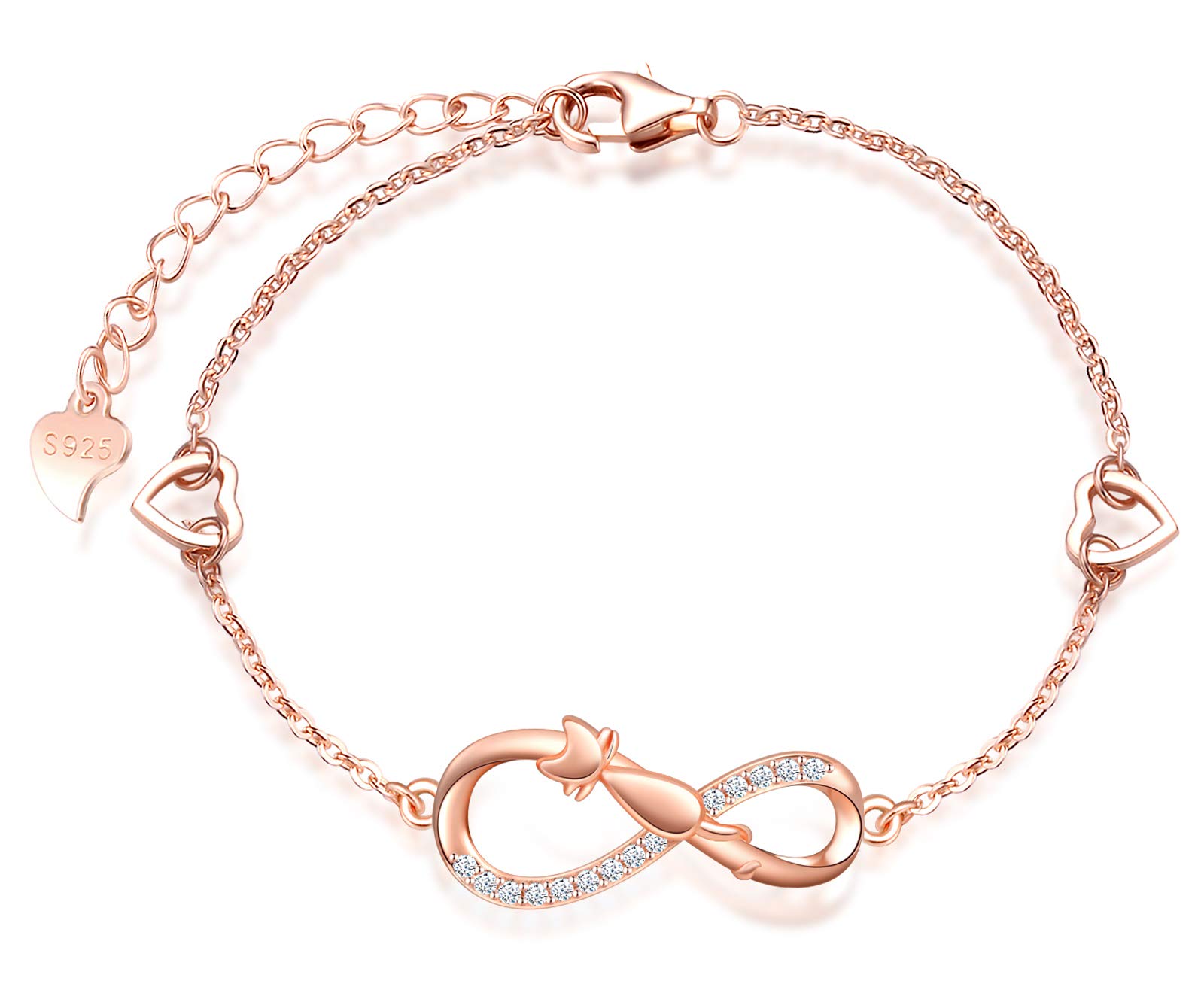 INFINIONLY Fashion Bracelets bracciale gatto cuore oro rosa argento