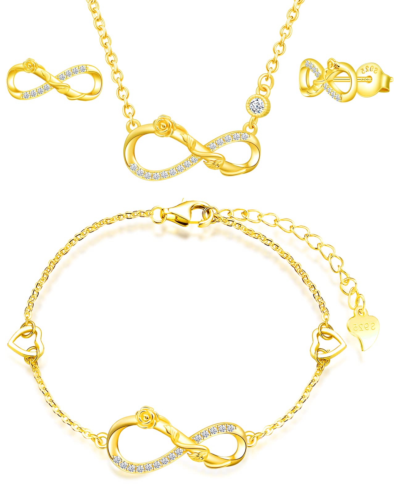 Infinionly Fashion Necklaces parure C argento 925 infinito fiore