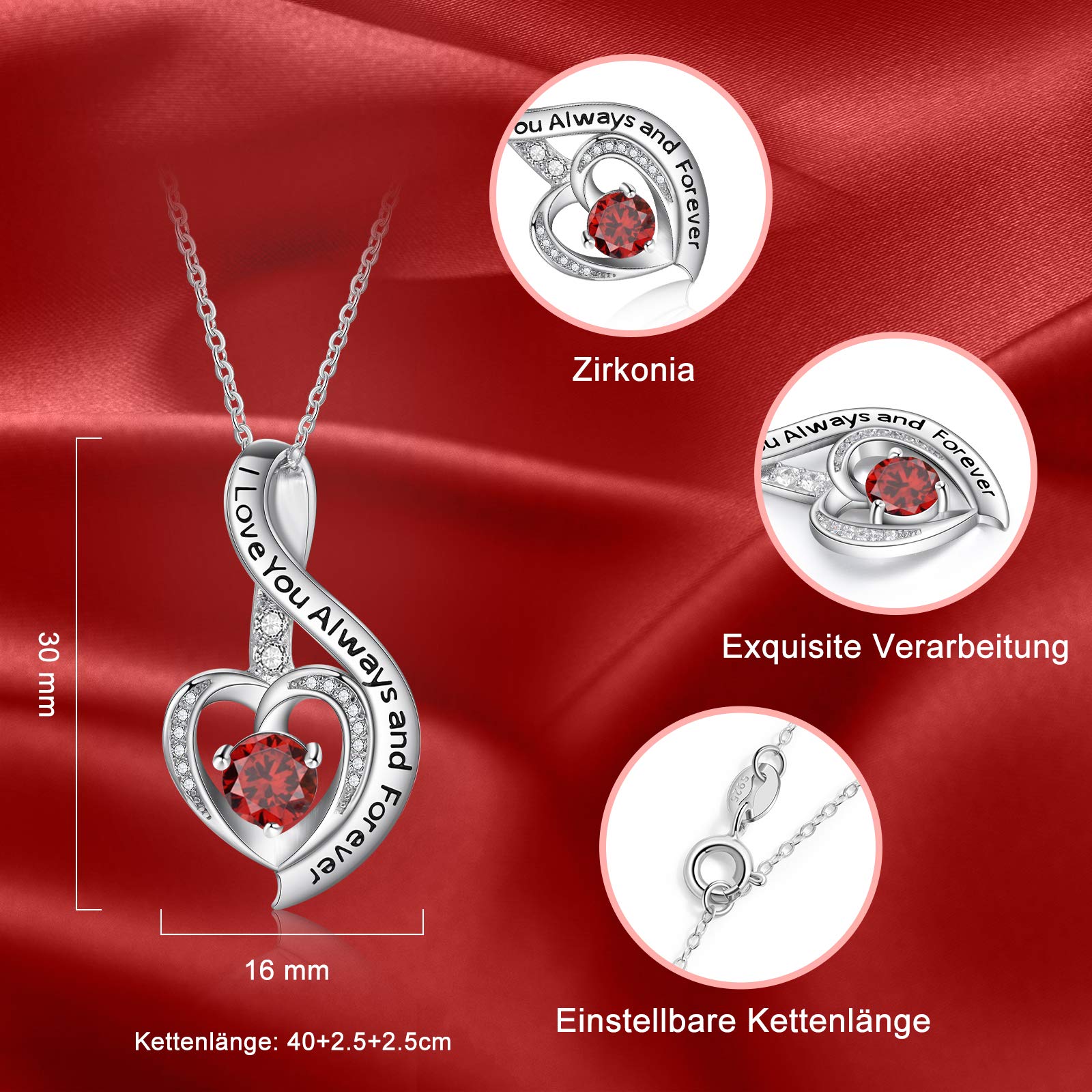 Jessemade Gioielli collana cuore argento 925 zirconi mamma