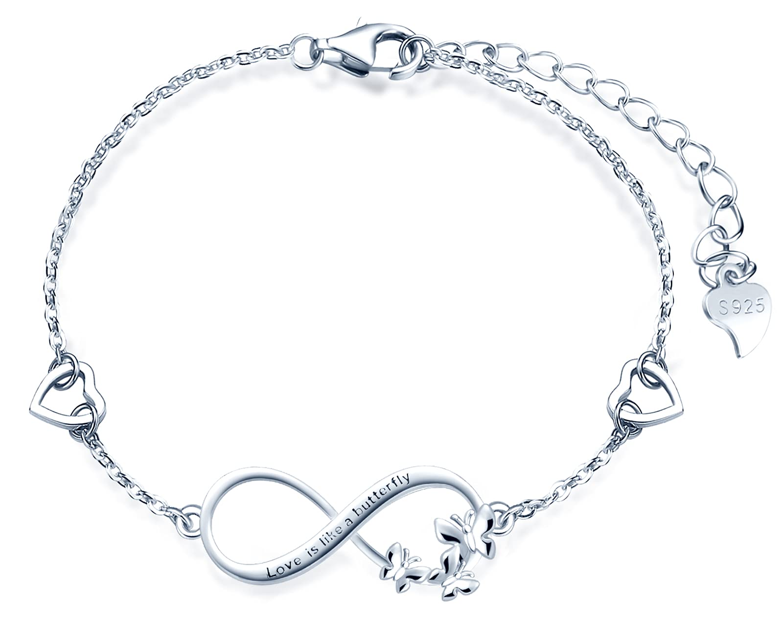 INFINIONLY Fashion Collana Farfalla Argento 925 Infinito Zirconi