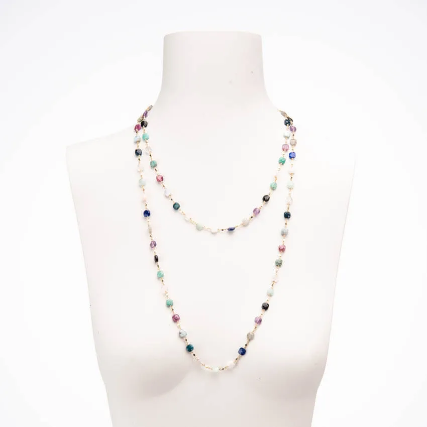 Chic Ad Hoc Collane lunga dorato multicolor collana pietre