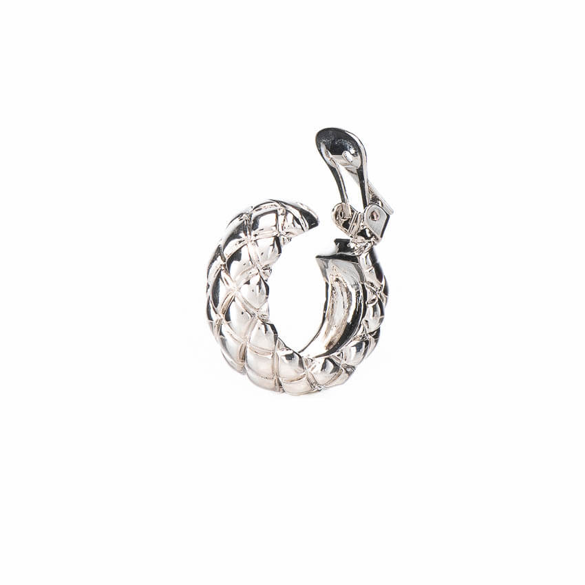 Chic Ad Hoc Orecchini Clip Cerchio Argento Matelasse
