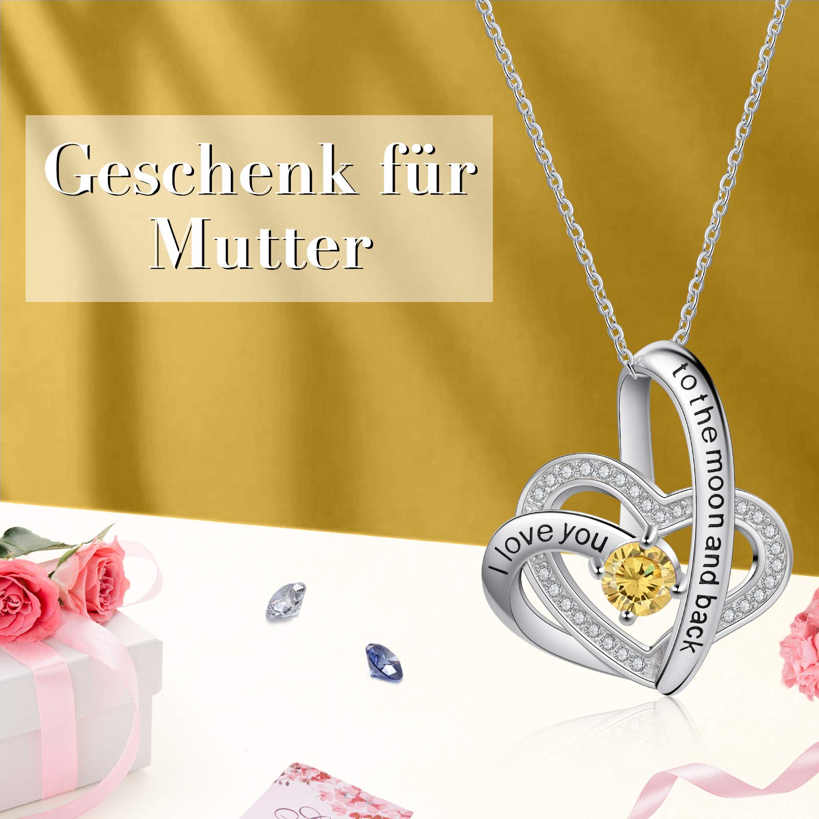 Jessemade Gioielli Collana Cuore Argento 925 Pietra Portafortuna