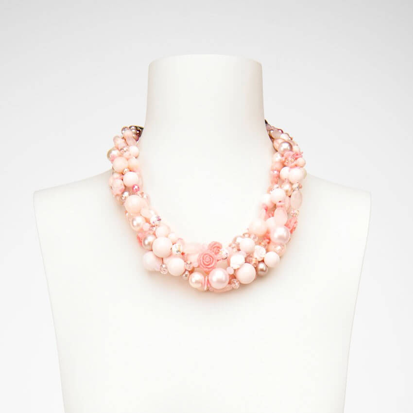 Chic Ad Hoc Collana girocollo rosa pietra
