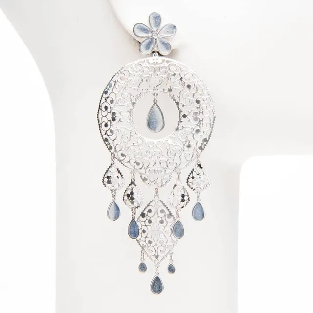 Chic Ad Hoc Orecchini pendenti chandelier azzurro argento