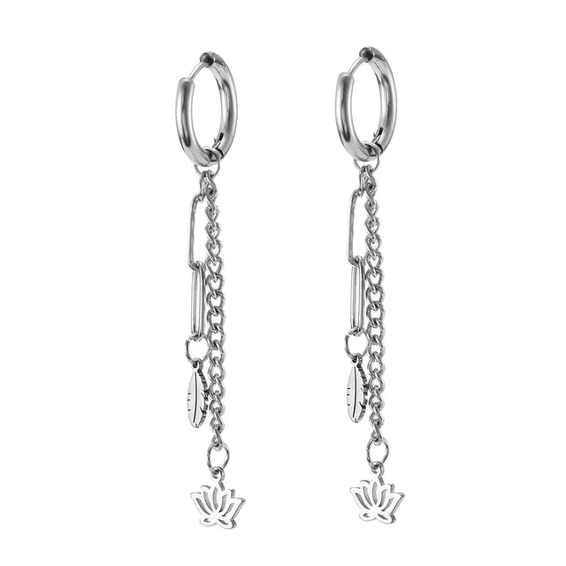 EUEAVAN Earrings Orecchini Loto Argento Pendenti Fiore