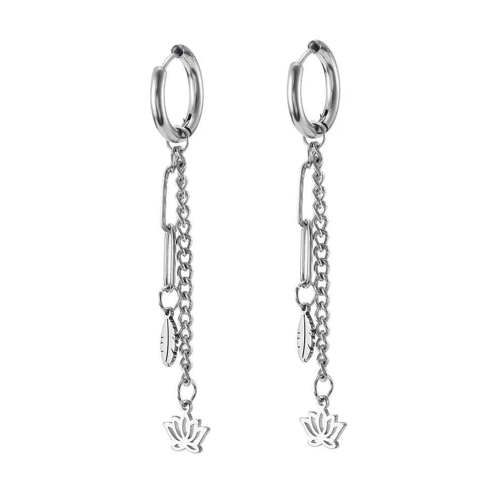 EUEAVAN Earrings Orecchini Loto Argento Pendenti Fiore