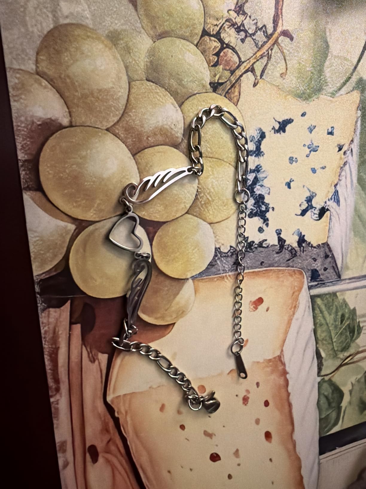 Eueavan Bracelets bracciale acciaio cuore angelo argento