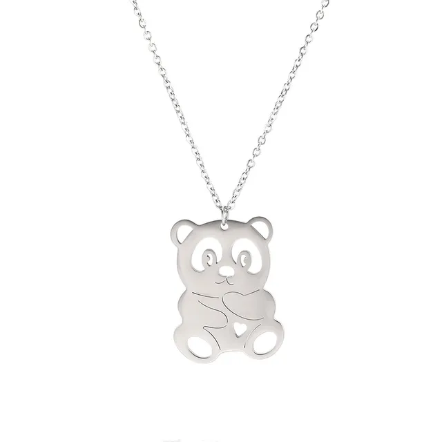 EUEAVAN Necklaces collana acciaio panda argento