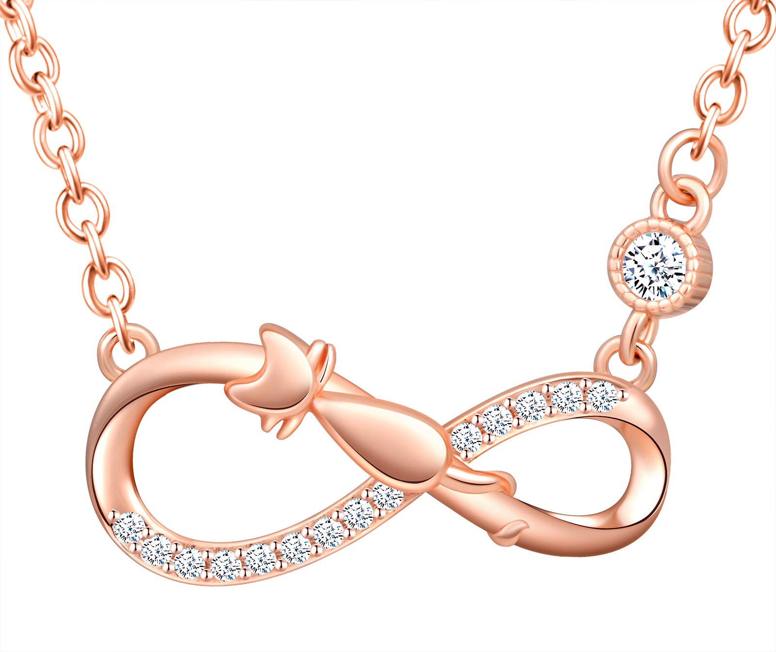 INFINIONLY Fashion Necklaces collana oro rosa infinito gatto