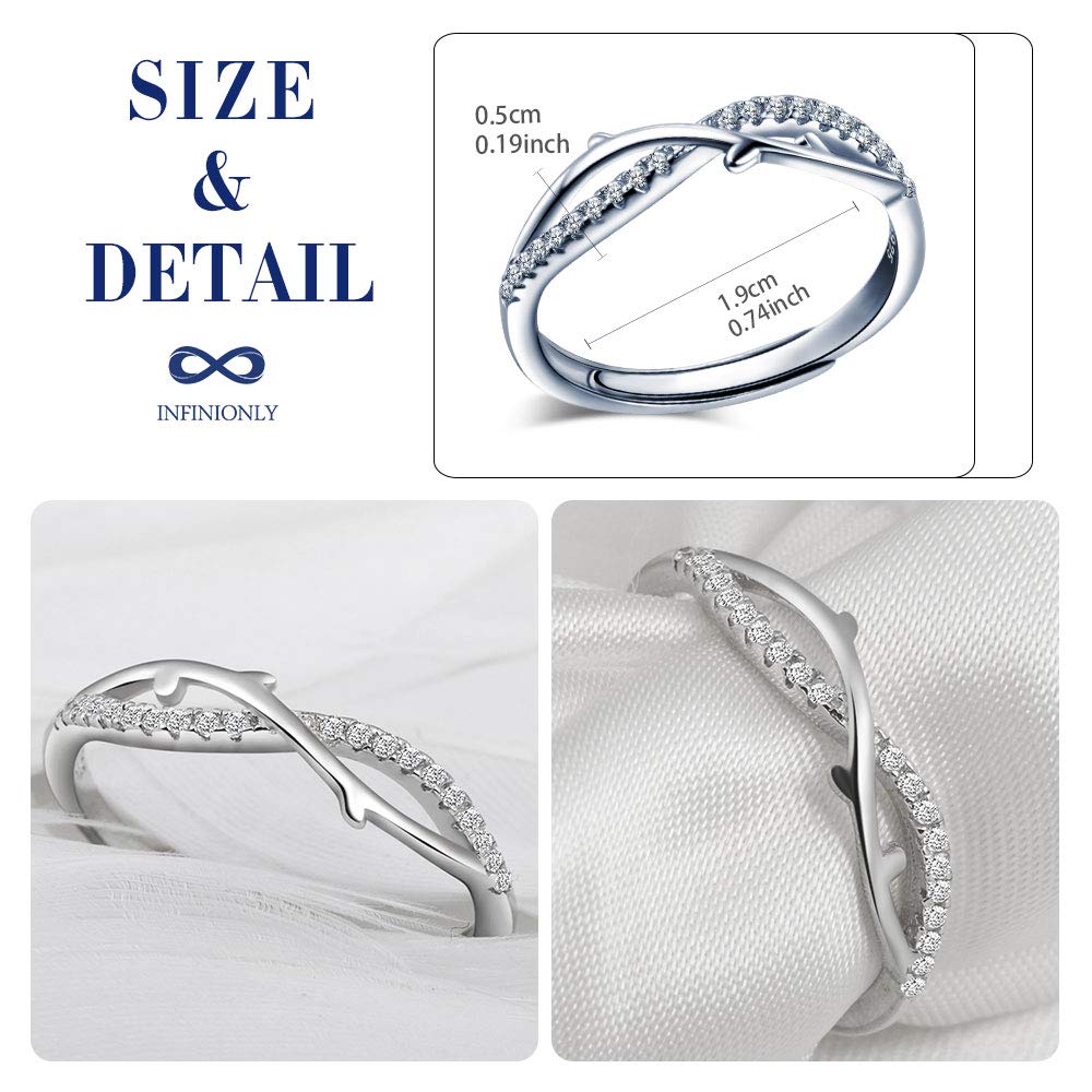 INFINIONLY Anello Donna Argento 925 Infinito Zircone Regolabile