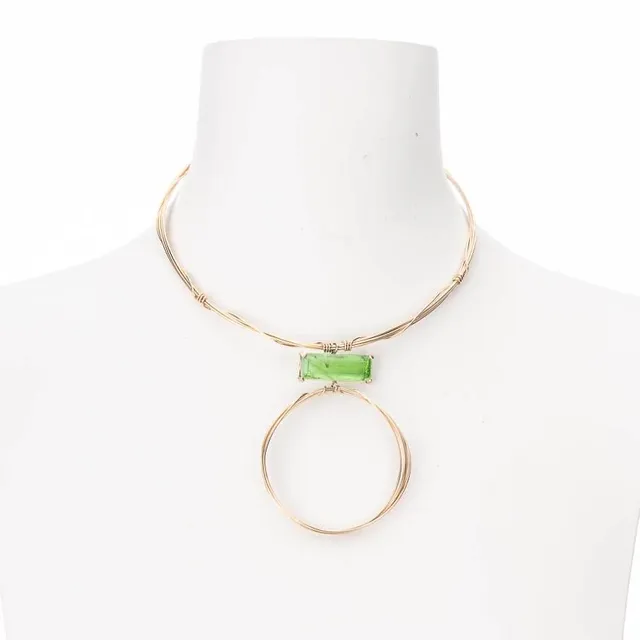 Chic Ad Hoc Collana girocollo rigido oro ciondolo verde