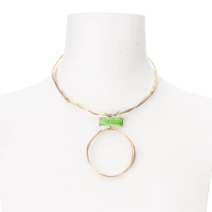 Chic Ad Hoc Collana girocollo rigido oro ciondolo verde