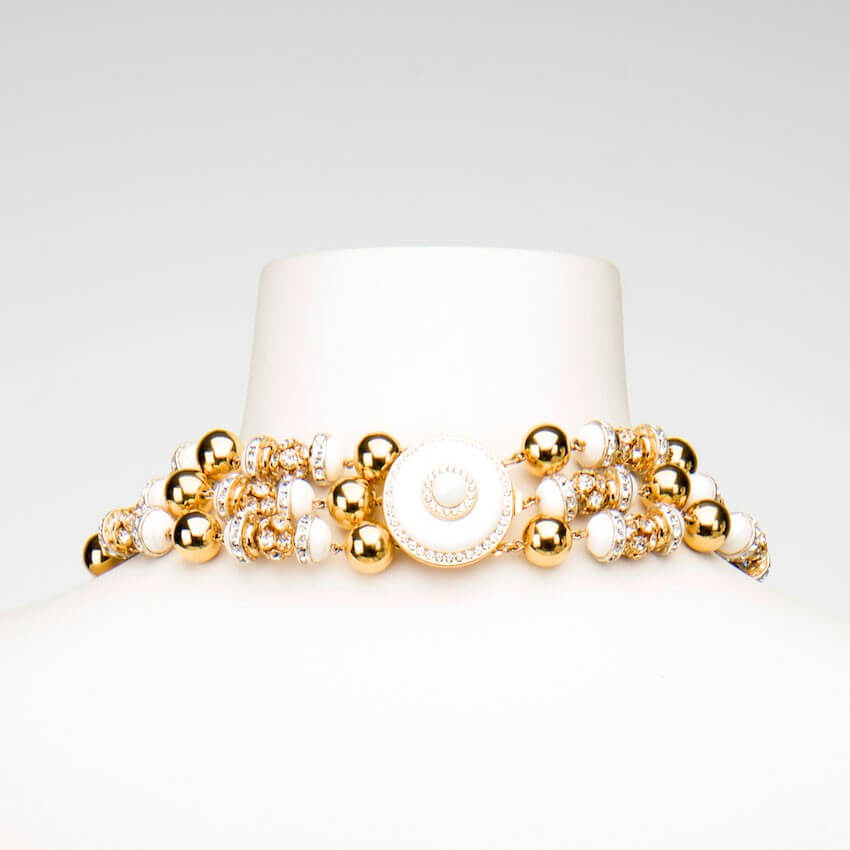 Chic Ad Hoc Collana Girocollo Oro e Bianco