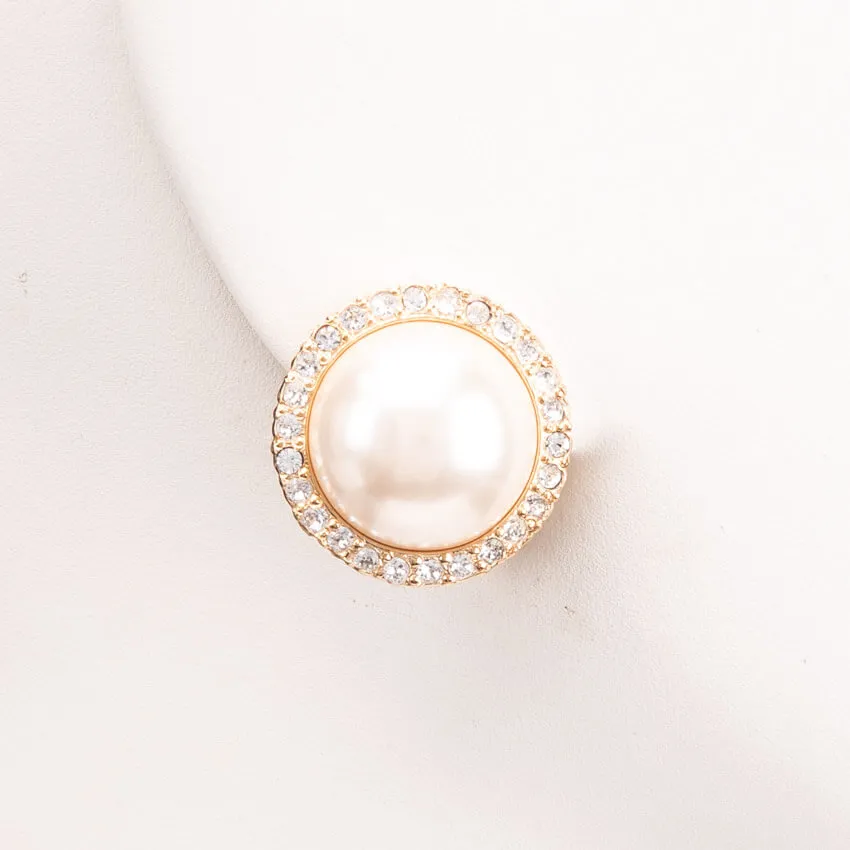 Chic Ad Hoc Orecchini clip perla strass oro fascione