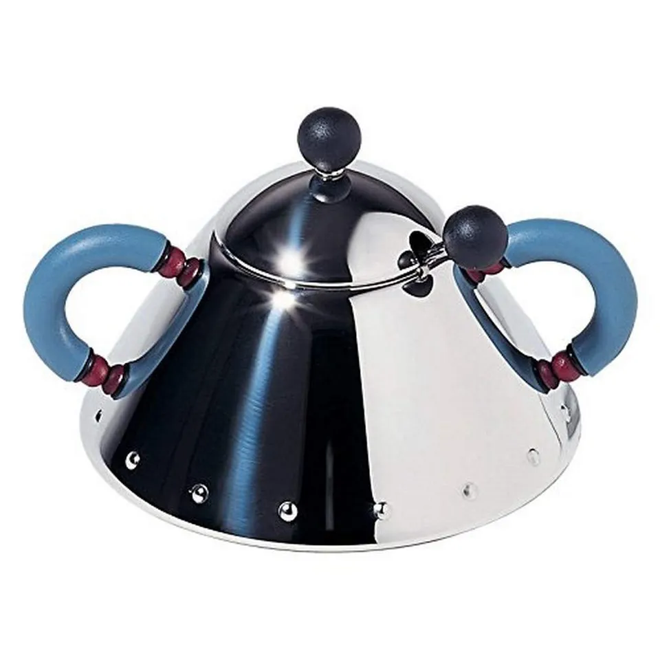 Alessi 9097 zuccheriera azzurra acciaio con cucchiaino