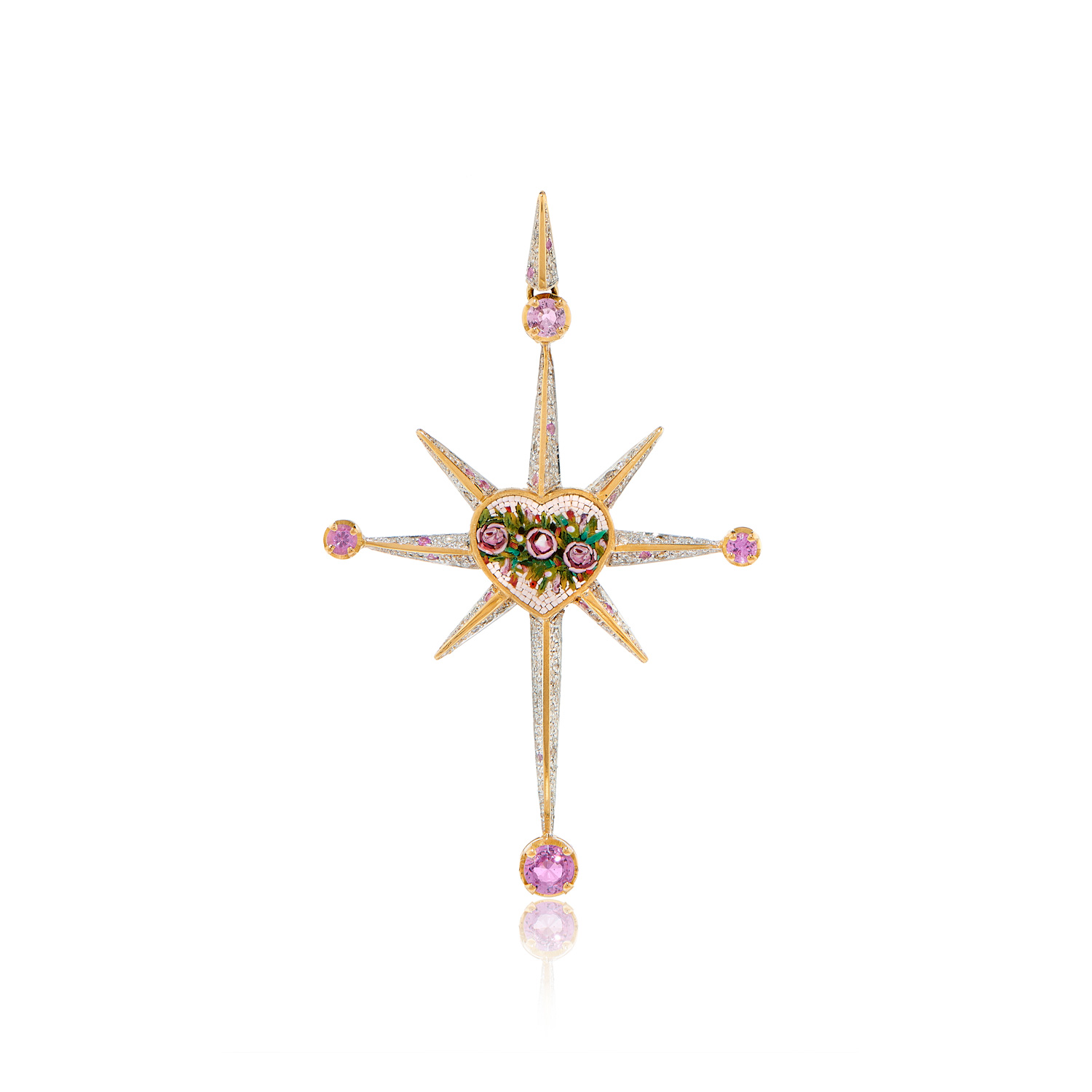 Le Sibille Light Pendente oro croce zaffiri diamanti
