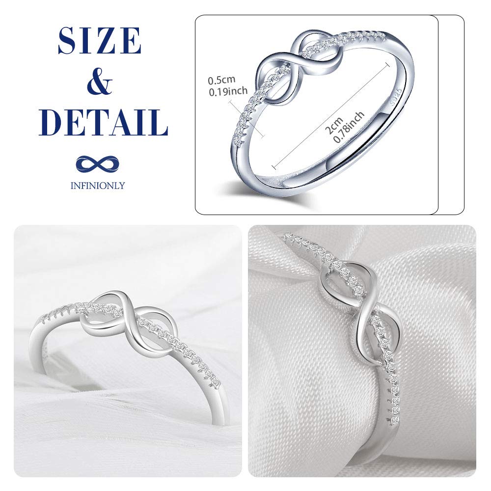INFINIONLY anello infinito argento 925 zircone regolabile