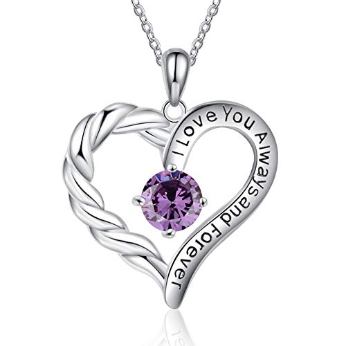 Jessemade Gioielli Collana Cuore Argento 925 Birthstone Mamma