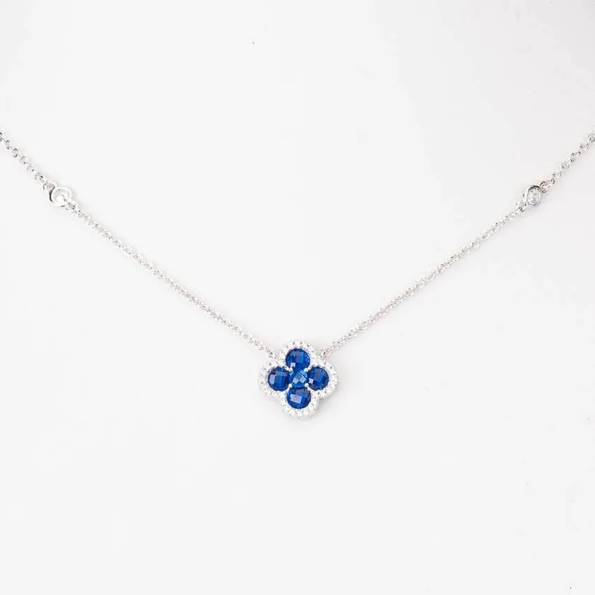 Chic Ad Hoc Collana girocollo argento zirconi quadrifoglio blu