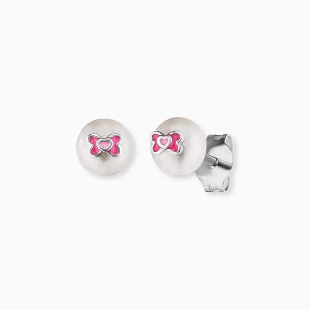 Engelsrufer Kinder Orecchini Argento 925 Fiocco Smalto Rosa