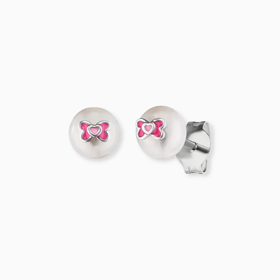 Engelsrufer Kinder Orecchini Argento 925 Fiocco Smalto Rosa