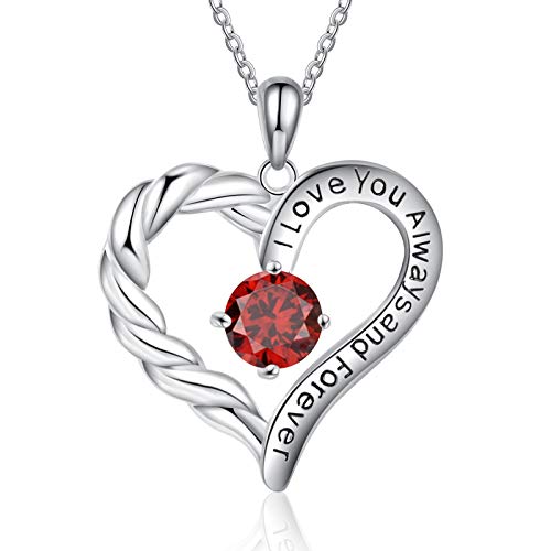 Jessemade Gioielli Collana Cuore Argento 925 Pietra Birthstone Donna