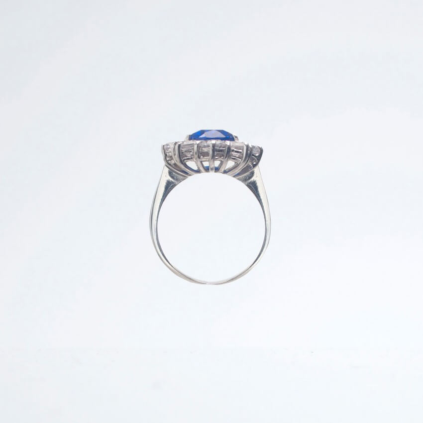 Chic Ad Hoc Anello Fidanzamento Argento Blu Zaffiro