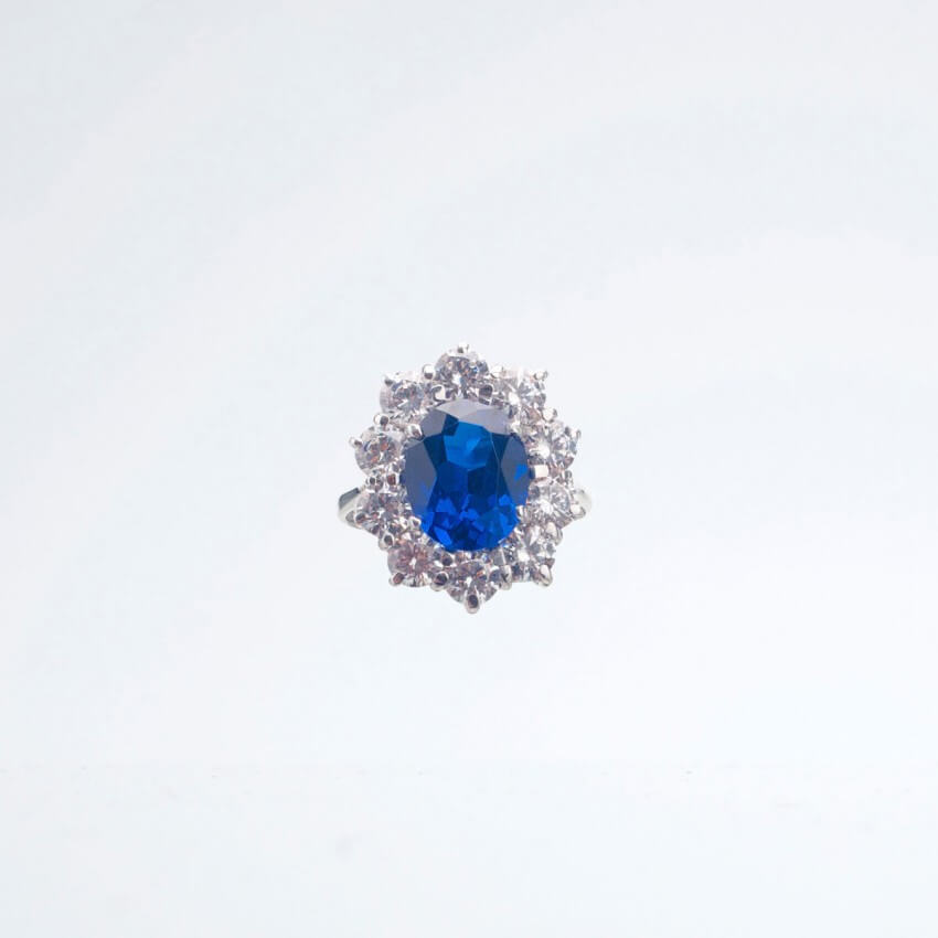 Chic Ad Hoc Anello Fidanzamento Argento Blu Zaffiro