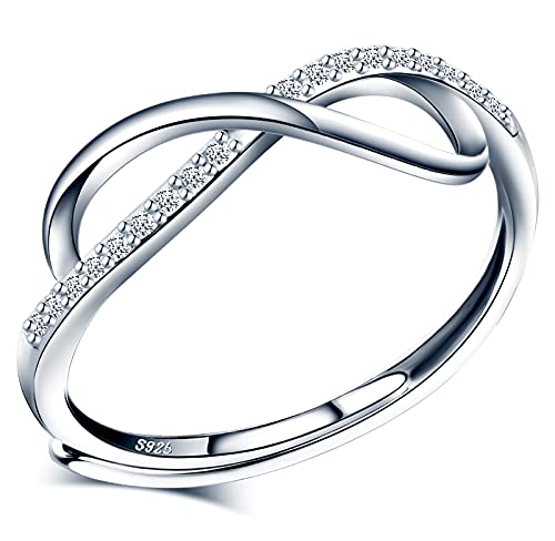 Infinionly Fashion anello infinito aperto argento 925 zircone