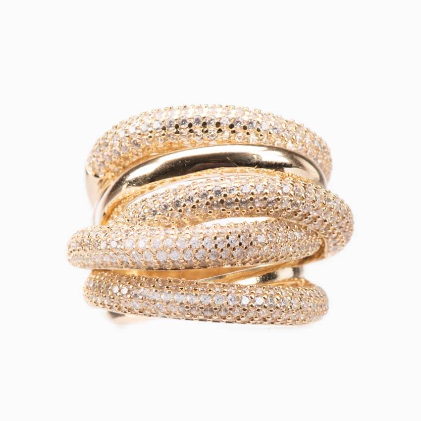 Chic Ad Hoc Anelli Anello Argento Fascia Alta Intreccio