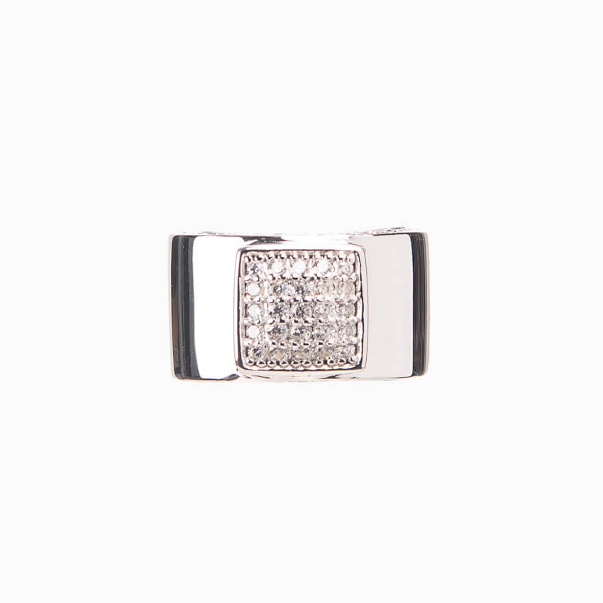 Chic Ad Hoc Anello Mignolo argento zirconi pavé quadrato