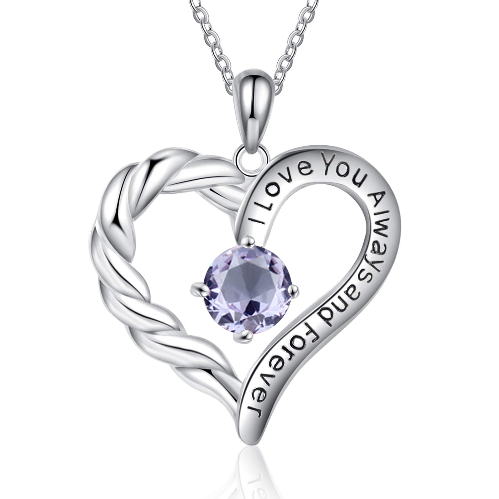 Jessemade Gioielli Collana Cuore Argento 925 con Pietra Mese Mamma